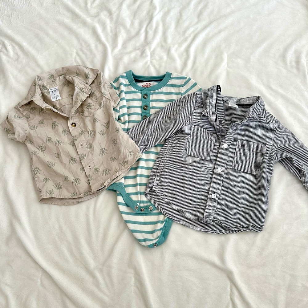 3-6m baby boy dress shirts and onesie